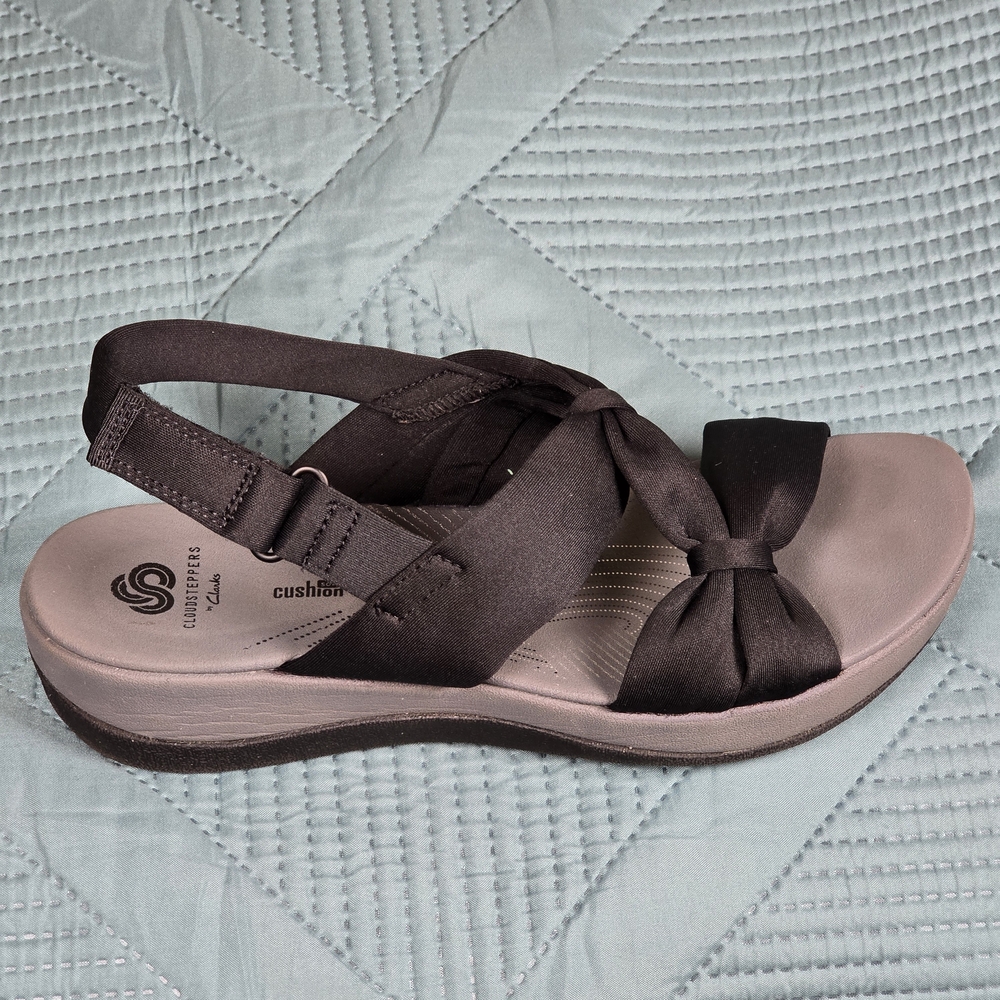 🌸 Clarks Cloudsteppers Cushion Soft Sandals Women's Size 8 Black - Picture 10 of 14